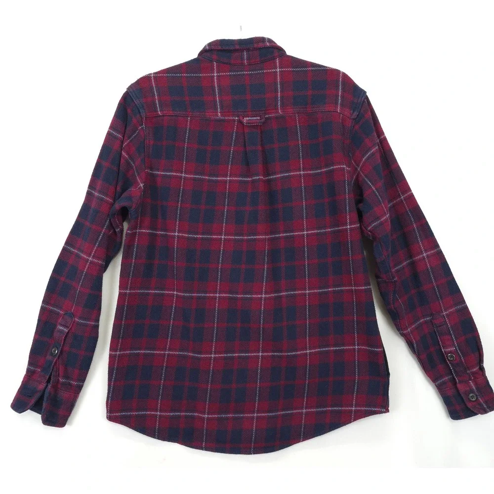 Orvis Men S Red Navy Plaid Flannel Shirt Button Front Soft Warm Casual Outdoors